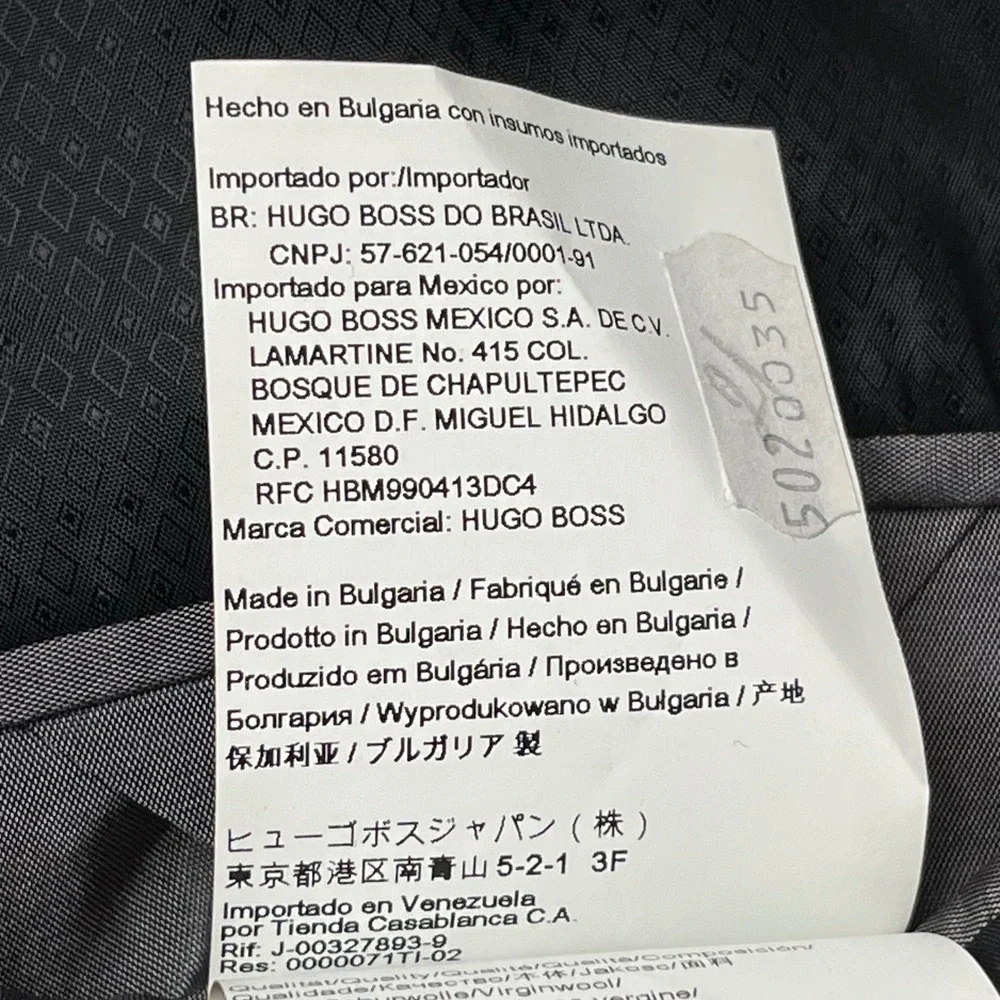 HUGO BOSS Men's Charcoal Super 100 Wool Suit Jacket Blazer Made‎ in Bulgaria 40R